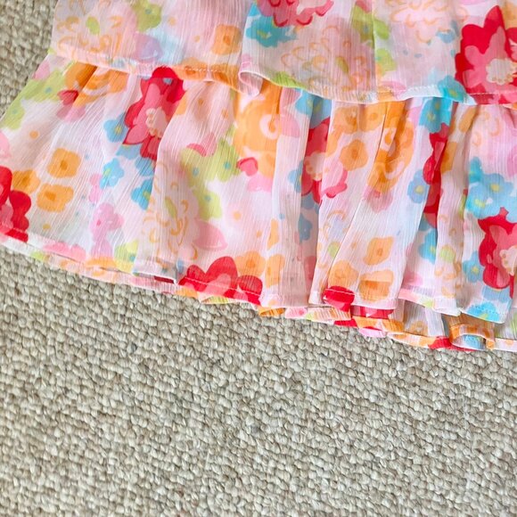 CHEROKEE  Colorful Flower Floral Girls Layered Flared Summer Dress 10 11 12 - Picture 7 of 8
